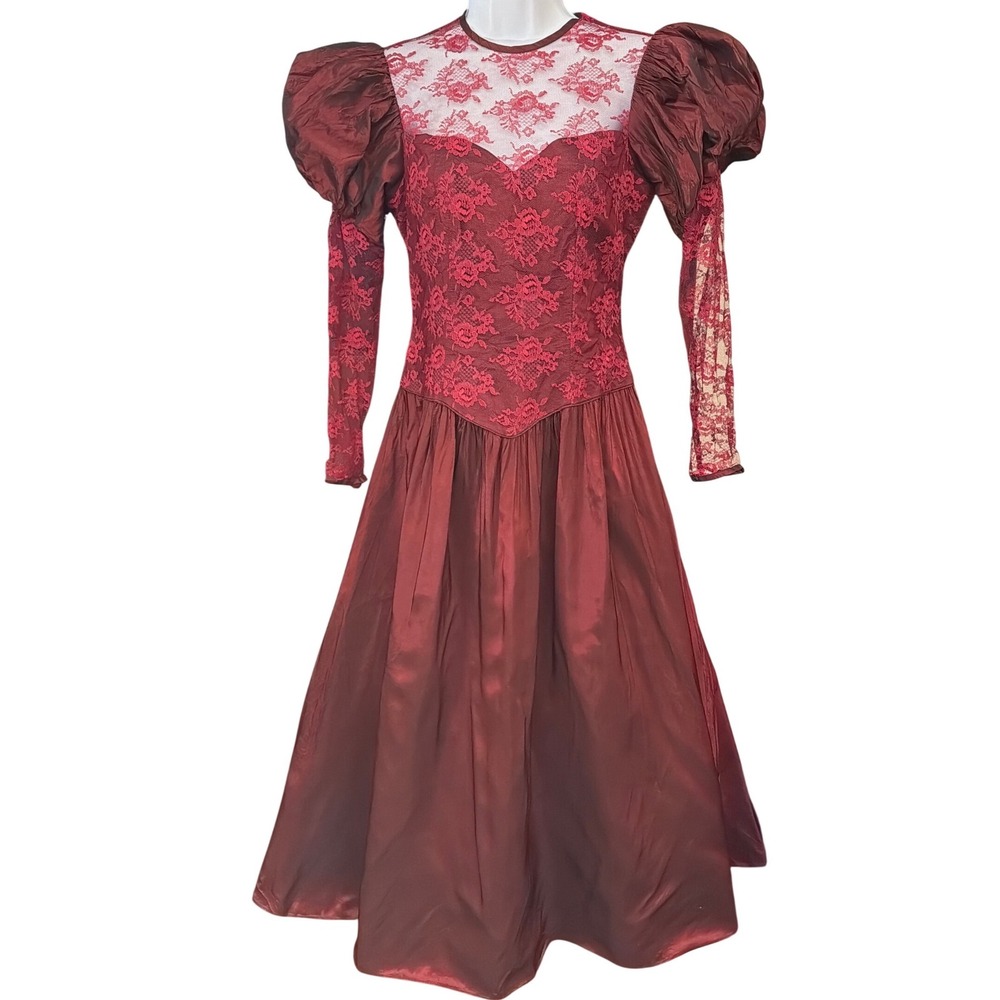 Vintage 80s JCPenney Lace Taffeta Gown Prom Regencycore Dark Romance Whimsigoth